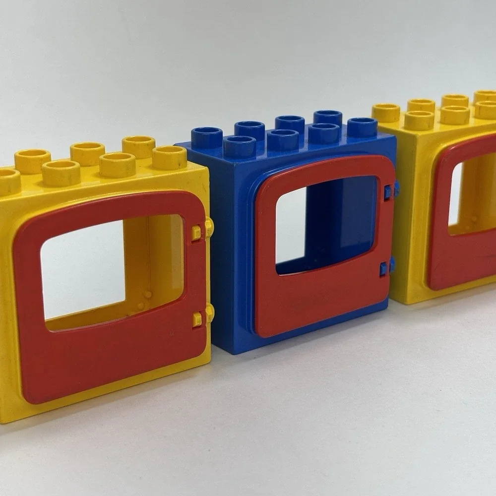LEGO DUPLO Door / Window Frame Lot (4) Red Yellow Blue Vintage Toy Children